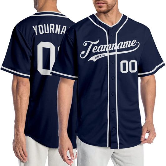 Custom Navy White Authentic Baseball Jersey - Sky-Custom