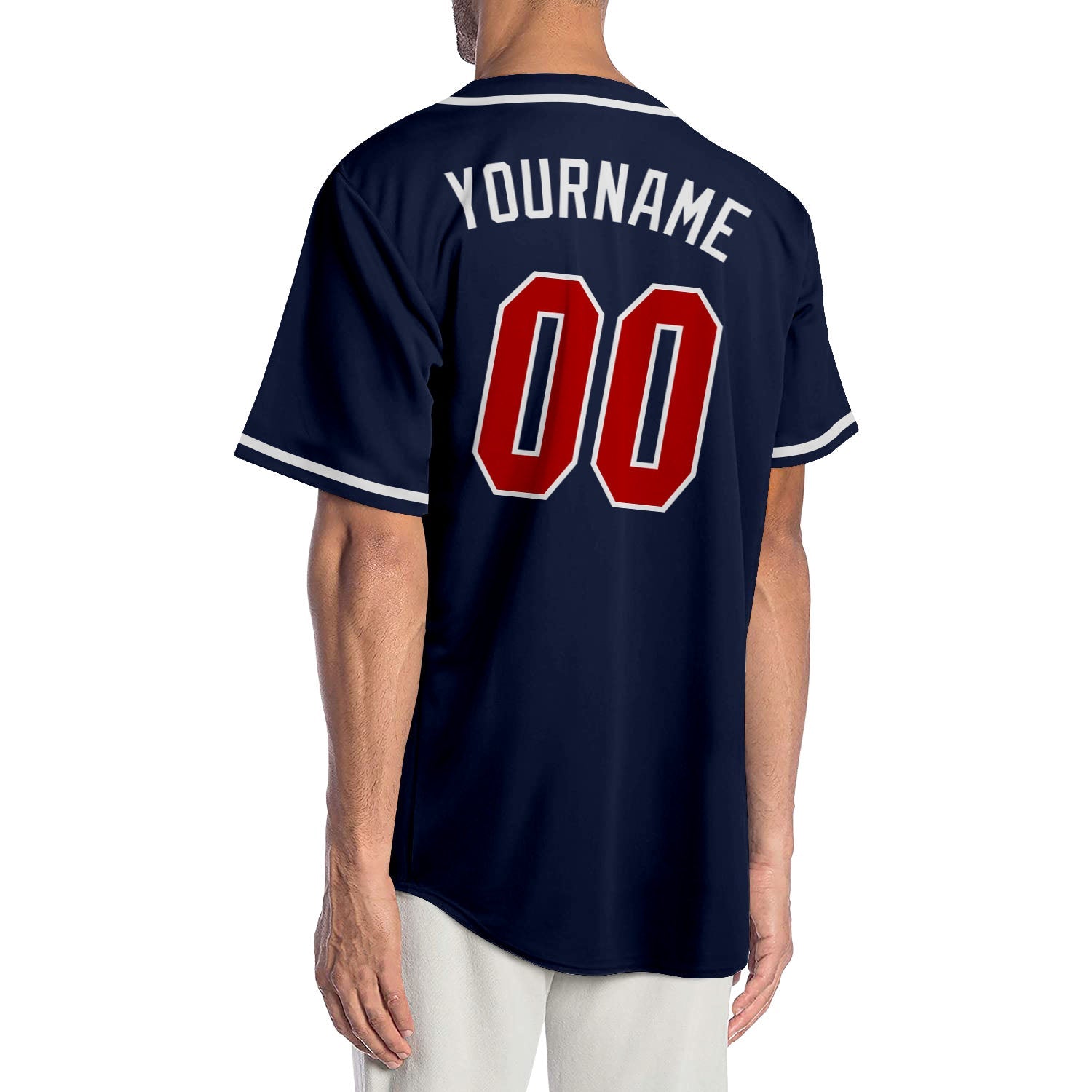 Custom Navy Red-White Authentic Baseball Jersey - Sky-Custom