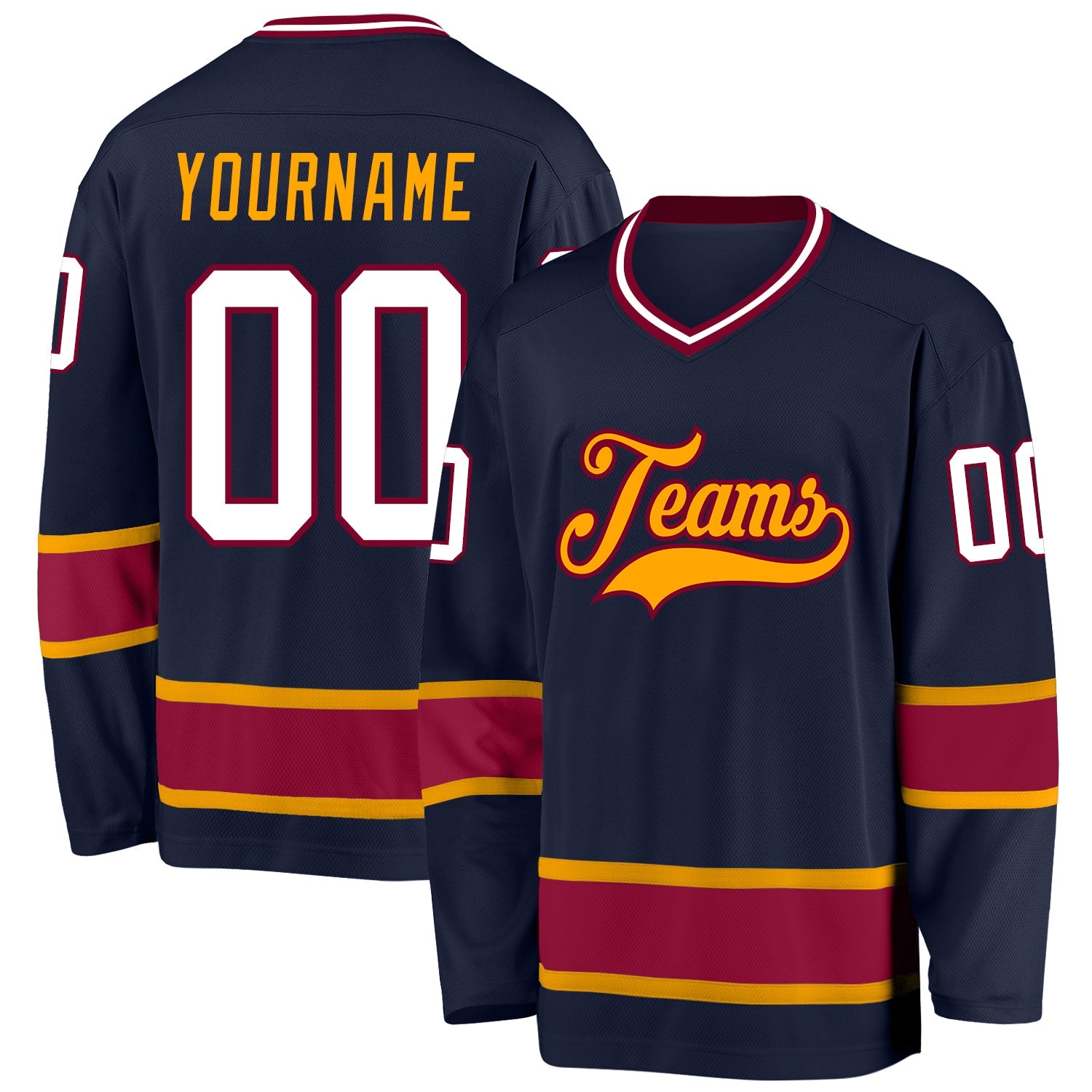 Custom Navy White-Maroon Hockey Jersey - Sky-Custom