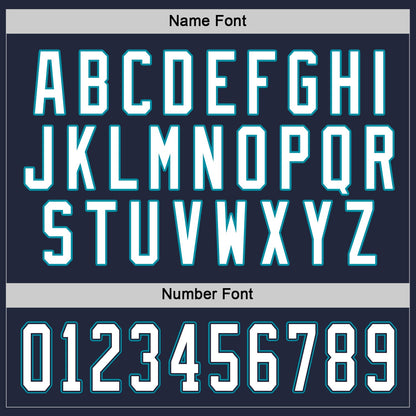 Custom Navy White-Teal Hockey Jersey - Sky-Custom