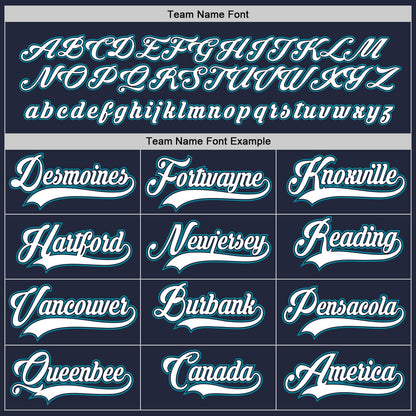 Custom Navy White-Teal Hockey Jersey - Sky-Custom