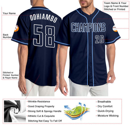 Custom Navy Navy-Light Blue Authentic Baseball Jersey - Sky-Custom