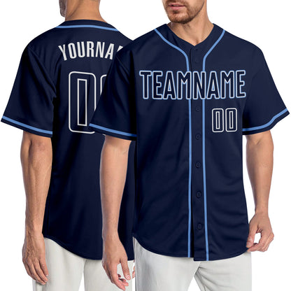 Custom Navy Navy-Light Blue Authentic Baseball Jersey - Sky-Custom