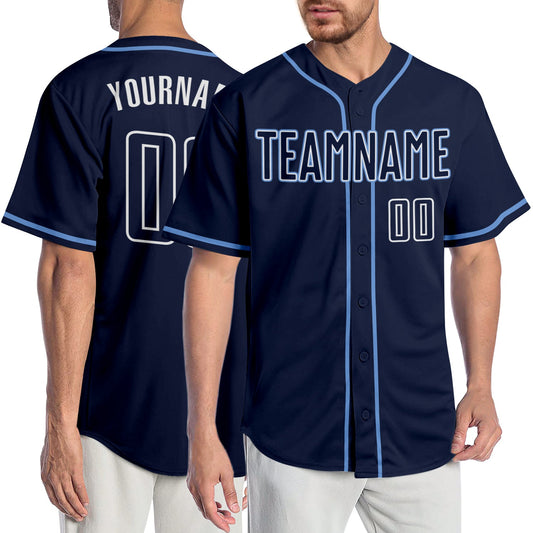 Custom Navy Navy-Light Blue Authentic Baseball Jersey - Sky-Custom