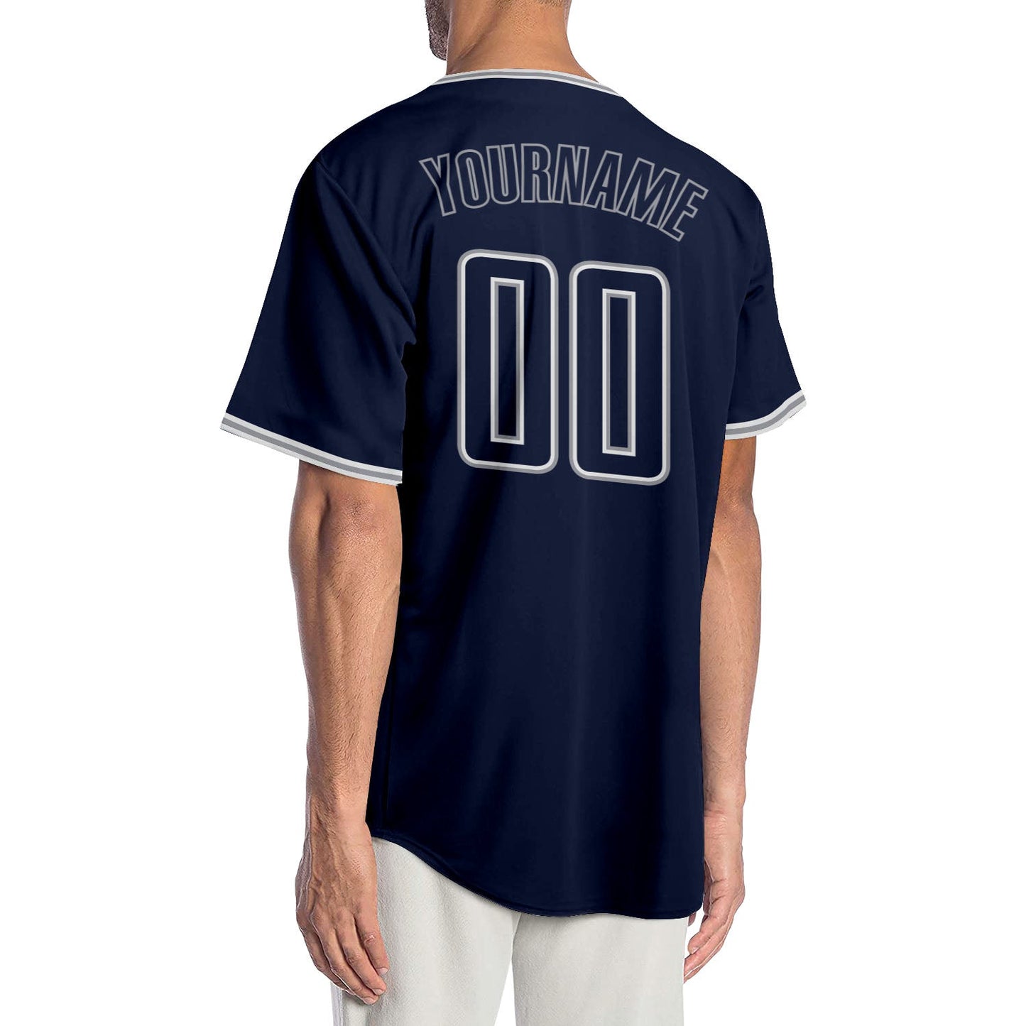 Custom Navy Navy-Gray Authentic Baseball Jersey - Sky-Custom