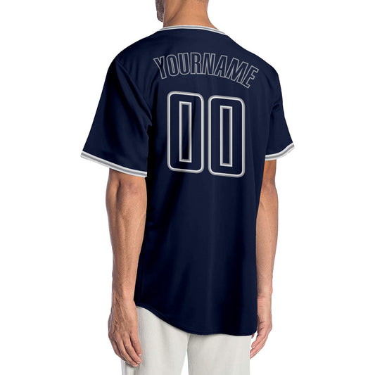 Custom Navy Navy-Gray Authentic Baseball Jersey - Sky-Custom