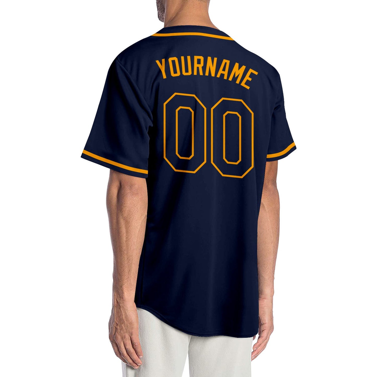 Custom Navy Navy-Gold Authentic Baseball Jersey - Sky-Custom