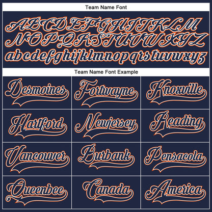 Custom Navy Orange-White Authentic Baseball Jersey - Sky-Custom