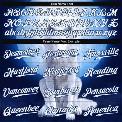Custom Navy White-Royal 3D Pattern Design Wolf Authentic Baseball Jersey - Sky-Custom