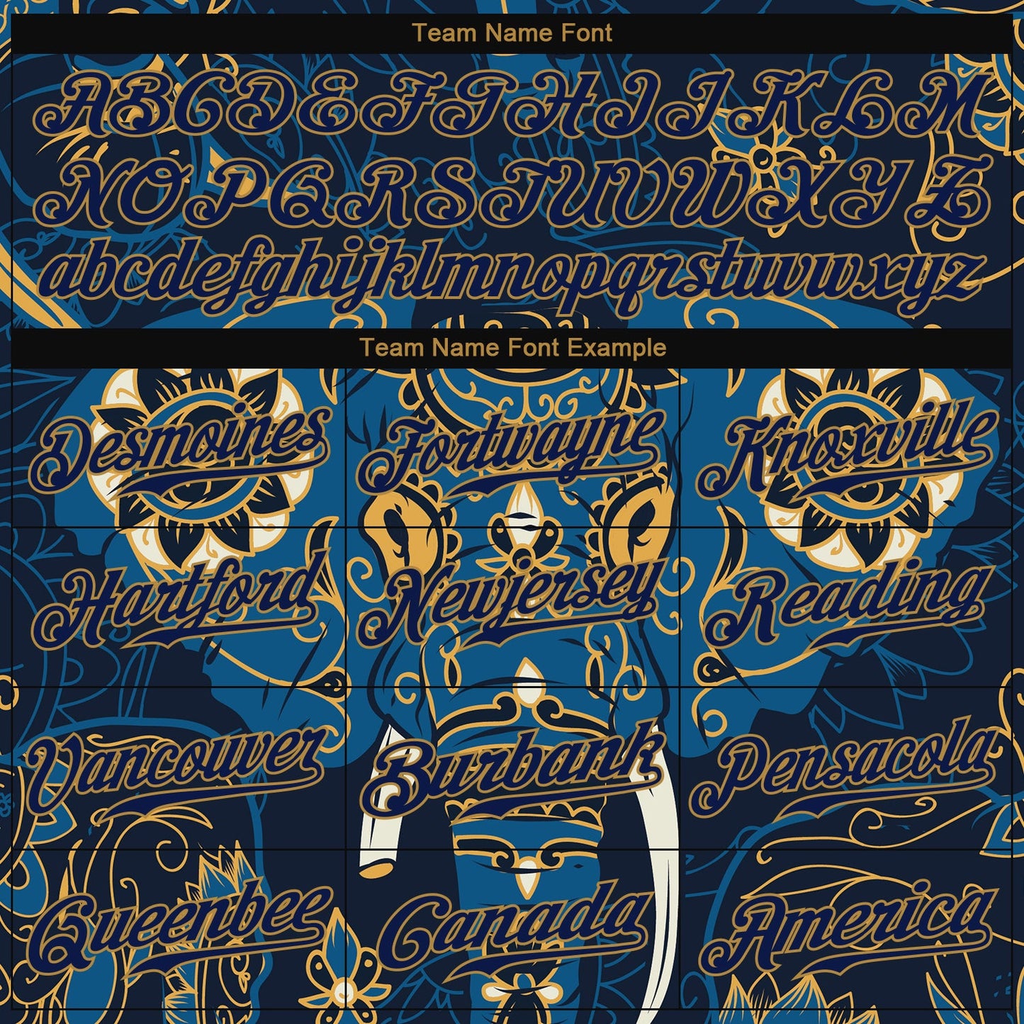 Custom Navy Navy-Old Gold 3D Pattern Design Elephant Authentic Baseball Jersey - Sky-Custom