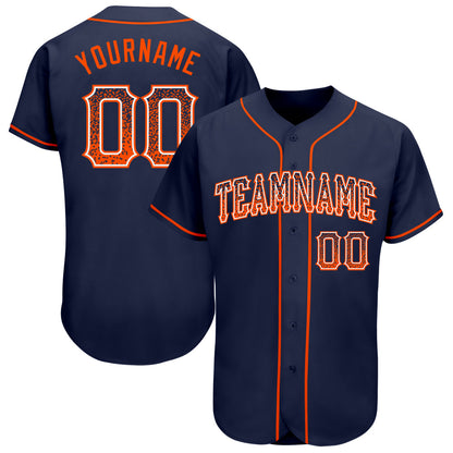 Custom Navy Orange-White Authentic Drift Fashion Baseball Jersey - Sky-Custom