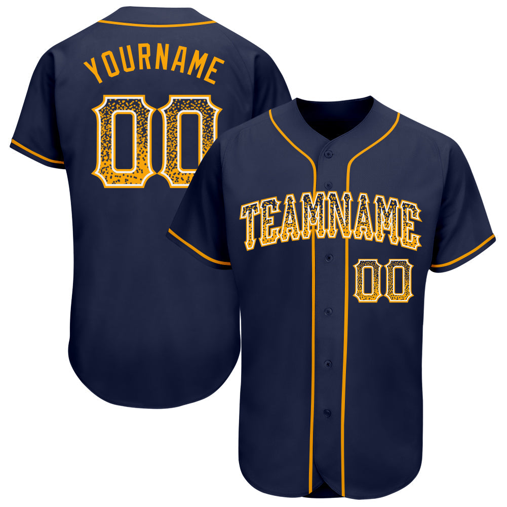 Custom Navy Gold-White Authentic Drift Fashion Baseball Jersey - Sky-Custom