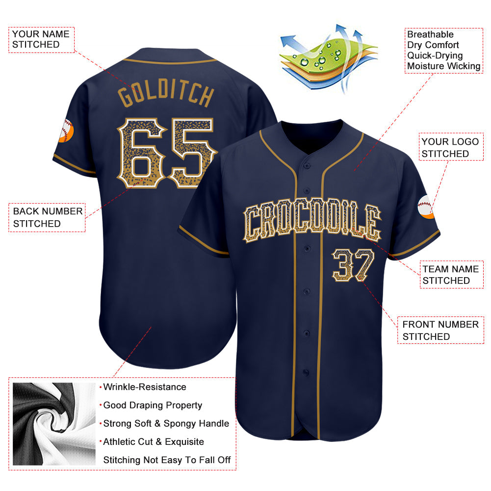 Custom Navy Old Gold-White Authentic Drift Fashion Baseball Jersey - Sky-Custom