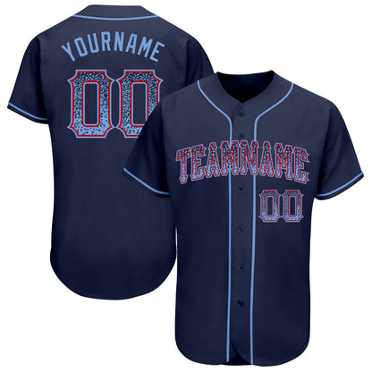 Custom Navy Light Blue-Red Authentic Drift Fashion Baseball Jersey - Sky-Custom