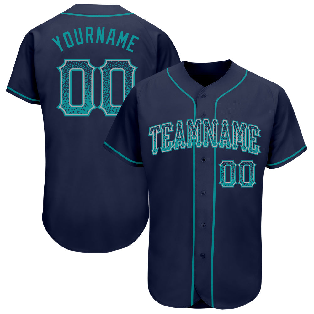 Custom Navy Teal-Gray Authentic Drift Fashion Baseball Jersey - Sky-Custom