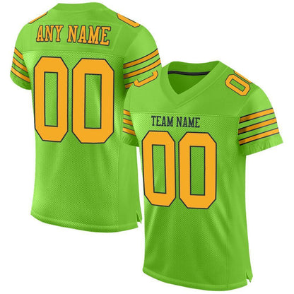 Custom Neon Green Gold-Navy Mesh Authentic Football Jersey - Sky-Custom