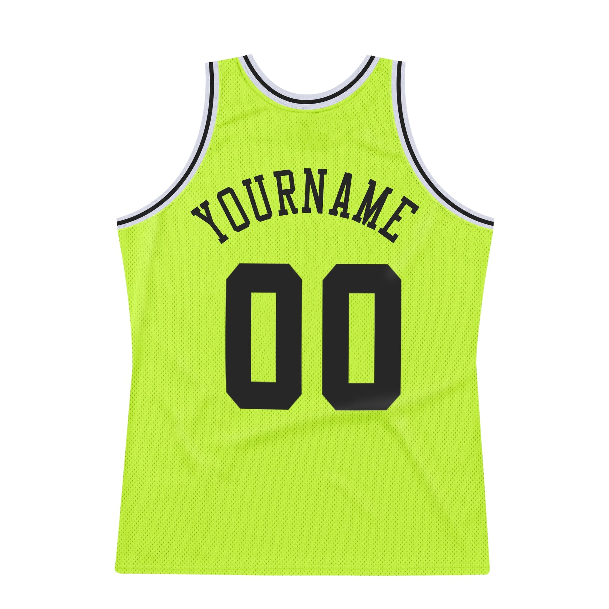 Custom Neon Green Black-White Authentic Throwback Basketball Jersey - Sky-Custom