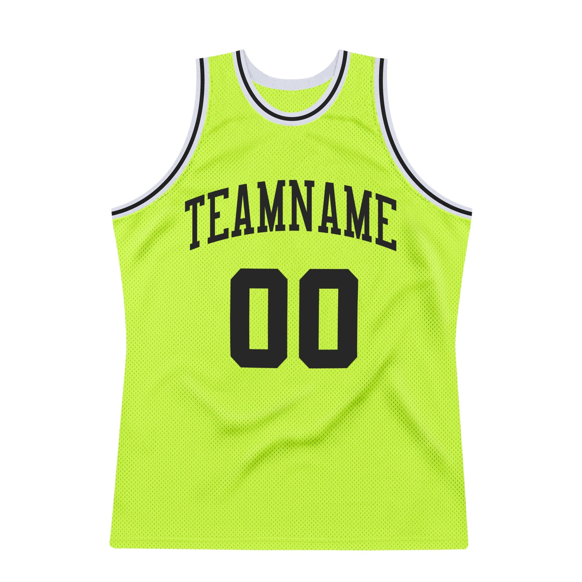 Custom Neon Green Black-White Authentic Throwback Basketball Jersey - Sky-Custom