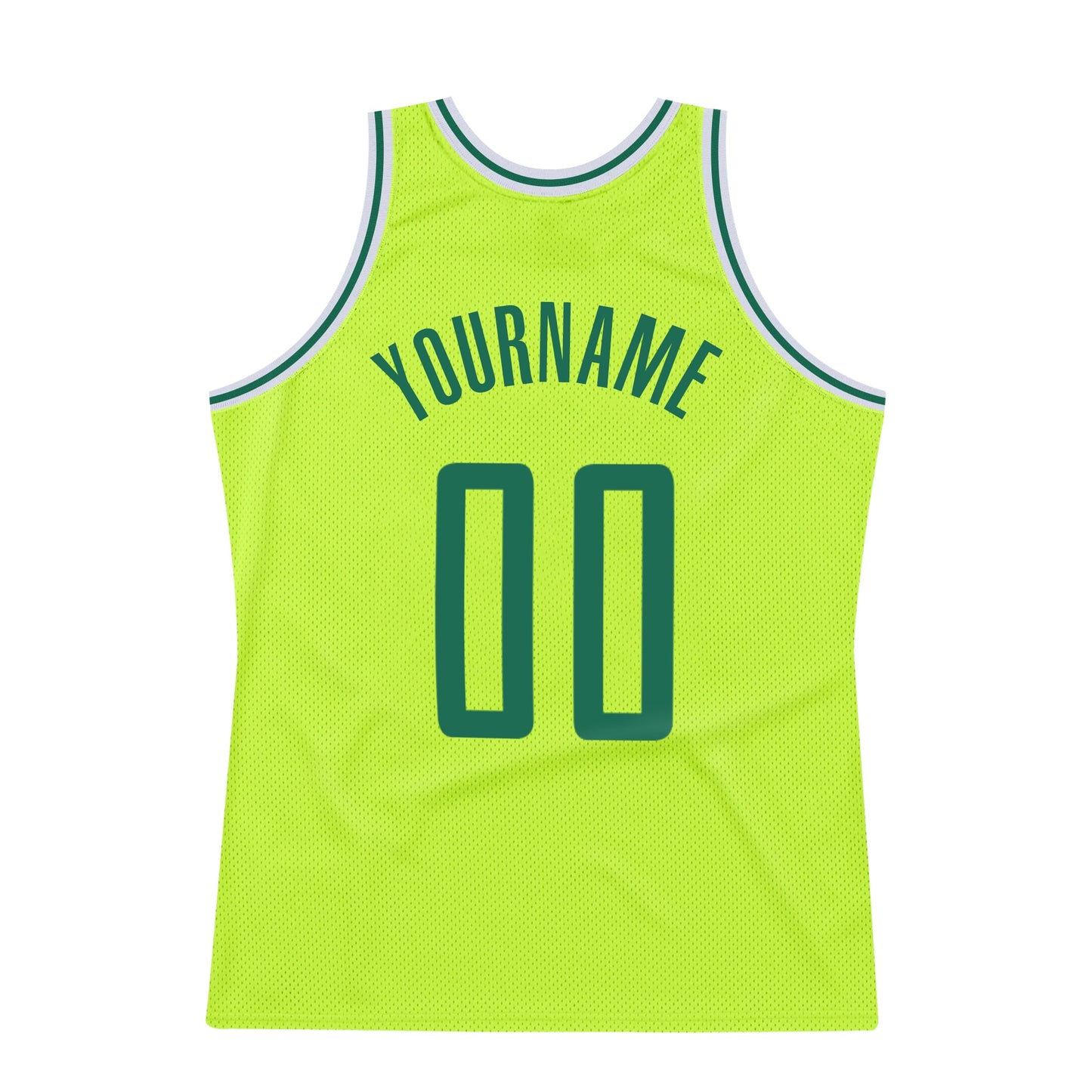 Custom Neon Green Kelly Green-White Authentic Throwback Basketball Jersey - Sky-Custom