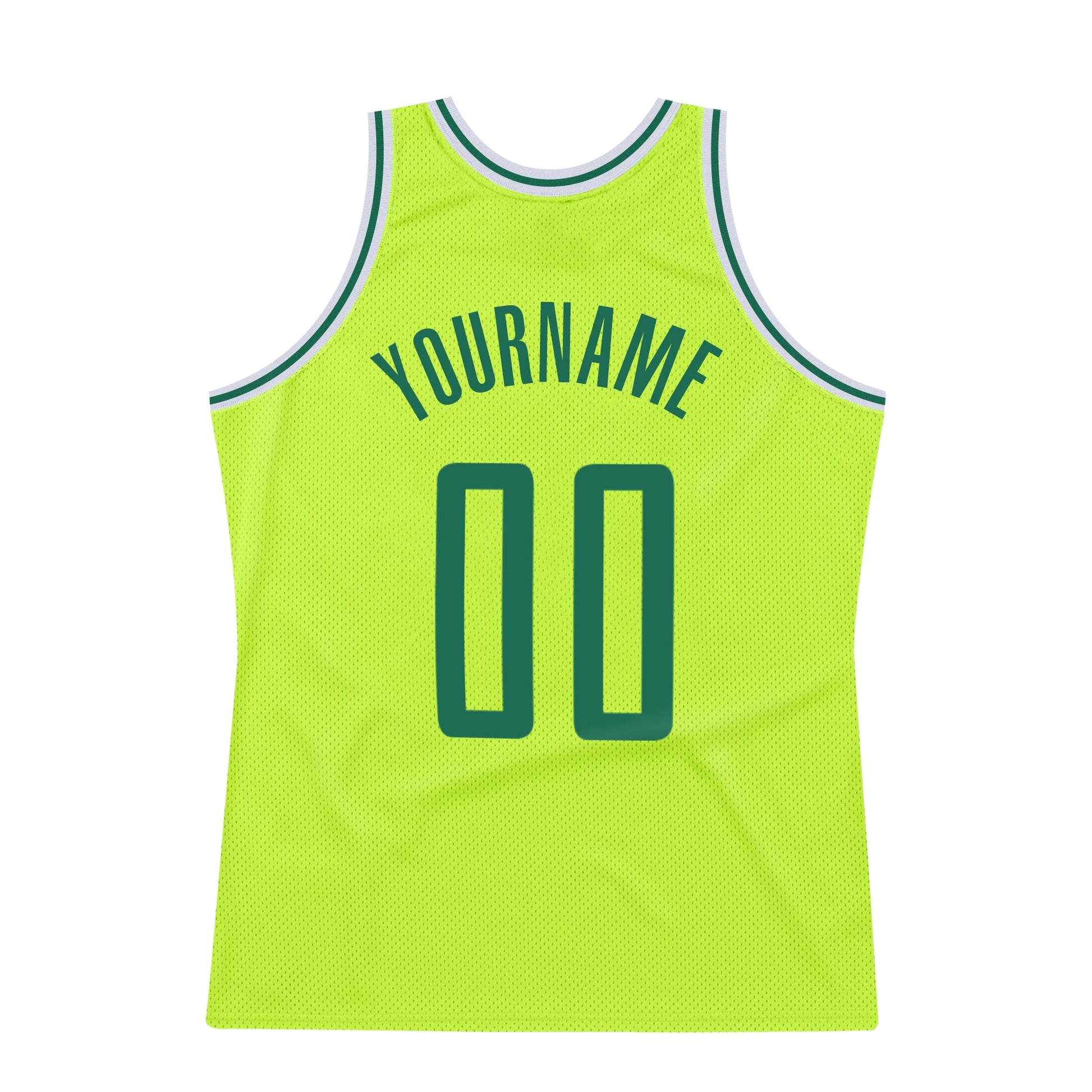 Custom Neon Green Kelly Green-White Authentic Throwback Basketball Jersey - Sky-Custom