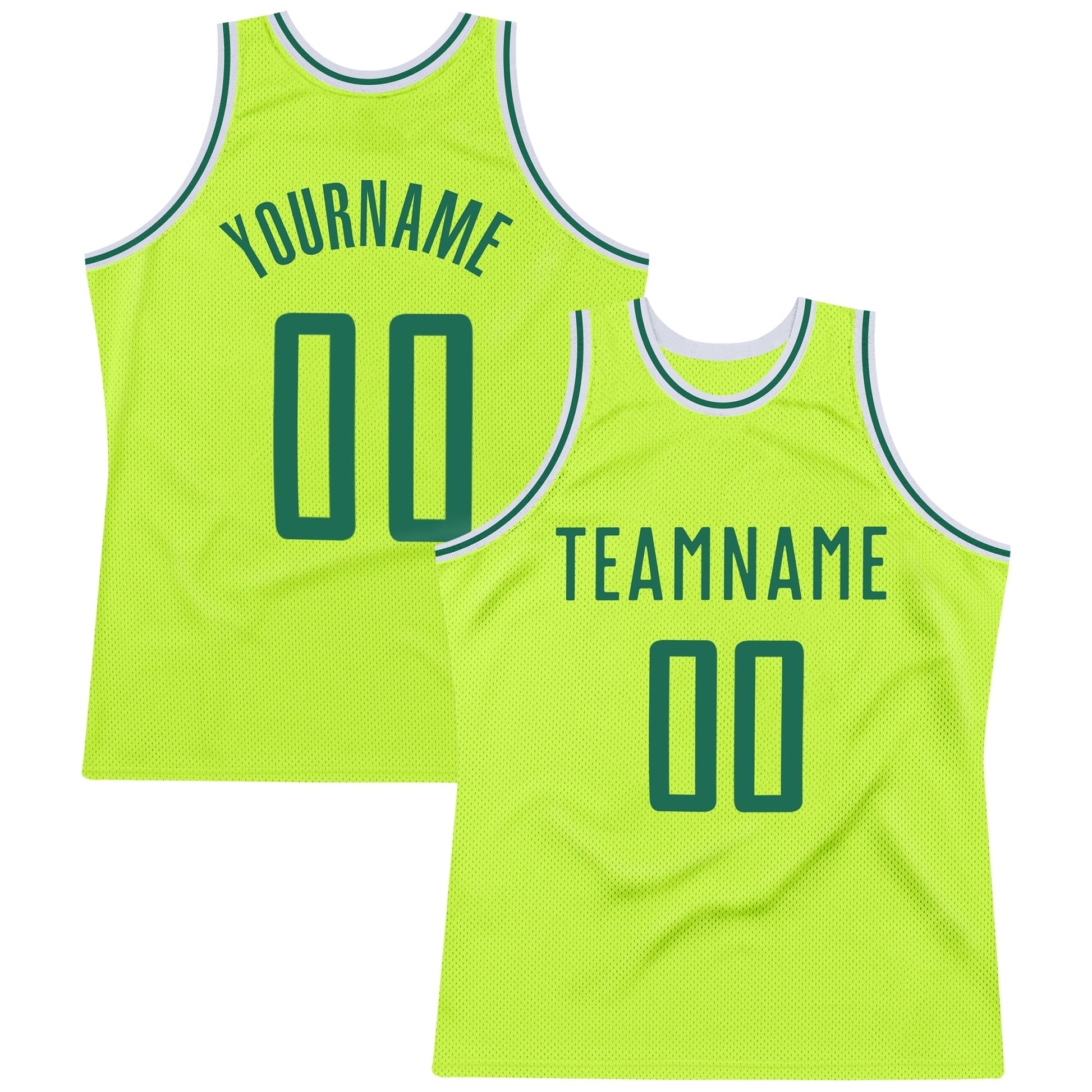 Custom Neon Green Kelly Green-White Authentic Throwback Basketball Jersey - Sky-Custom