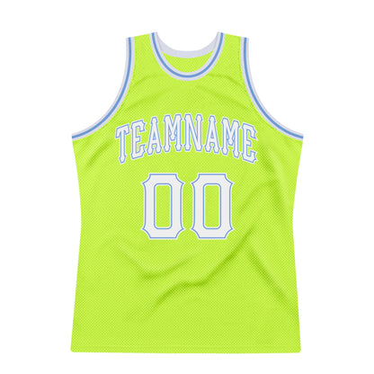 Custom Neon Green White-Light Blue Authentic Throwback Basketball Jersey - Sky-Custom