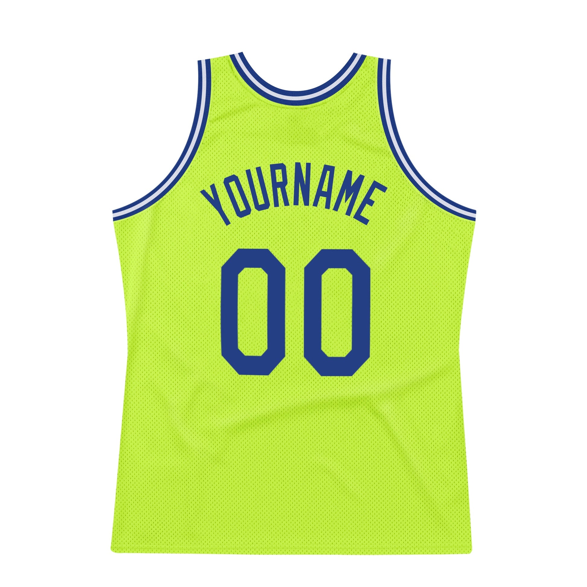 Custom Neon Green Royal-White Authentic Throwback Basketball Jersey - Sky-Custom