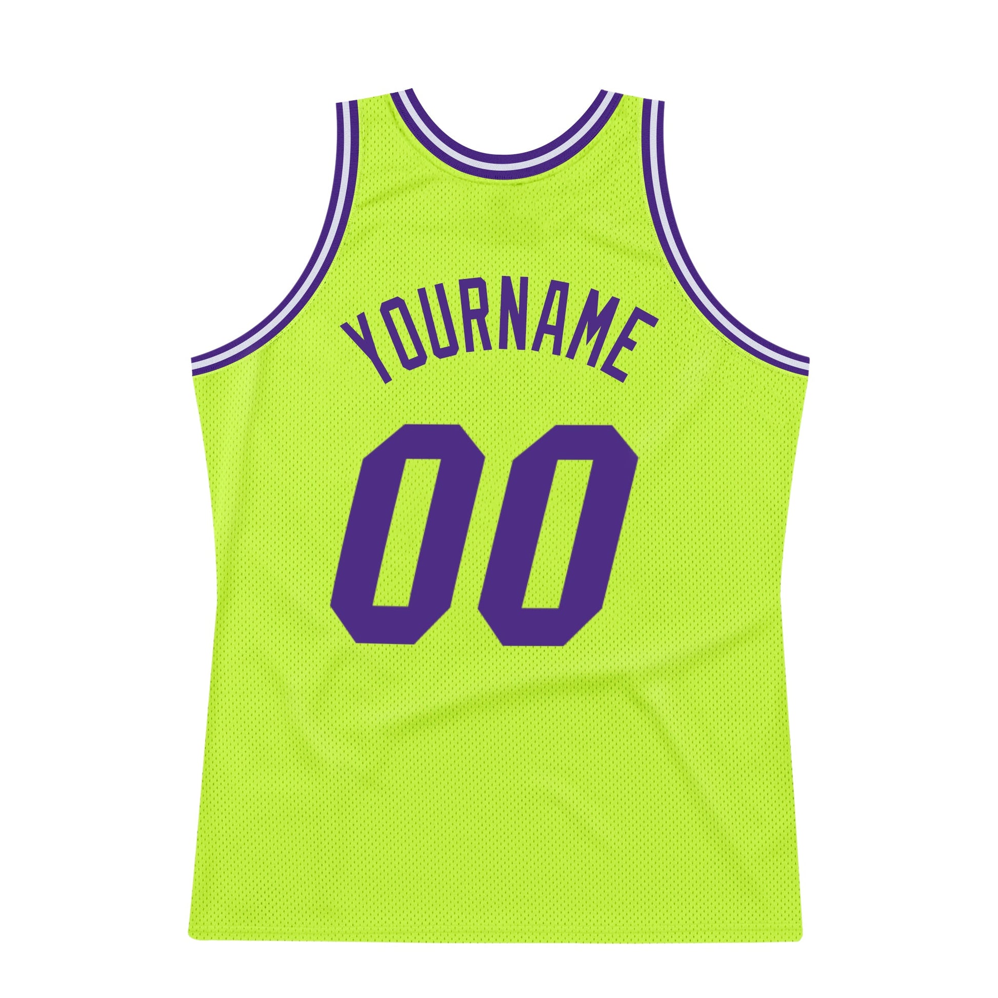 Custom Neon Green Purple-White Authentic Throwback Basketball Jersey - Sky-Custom
