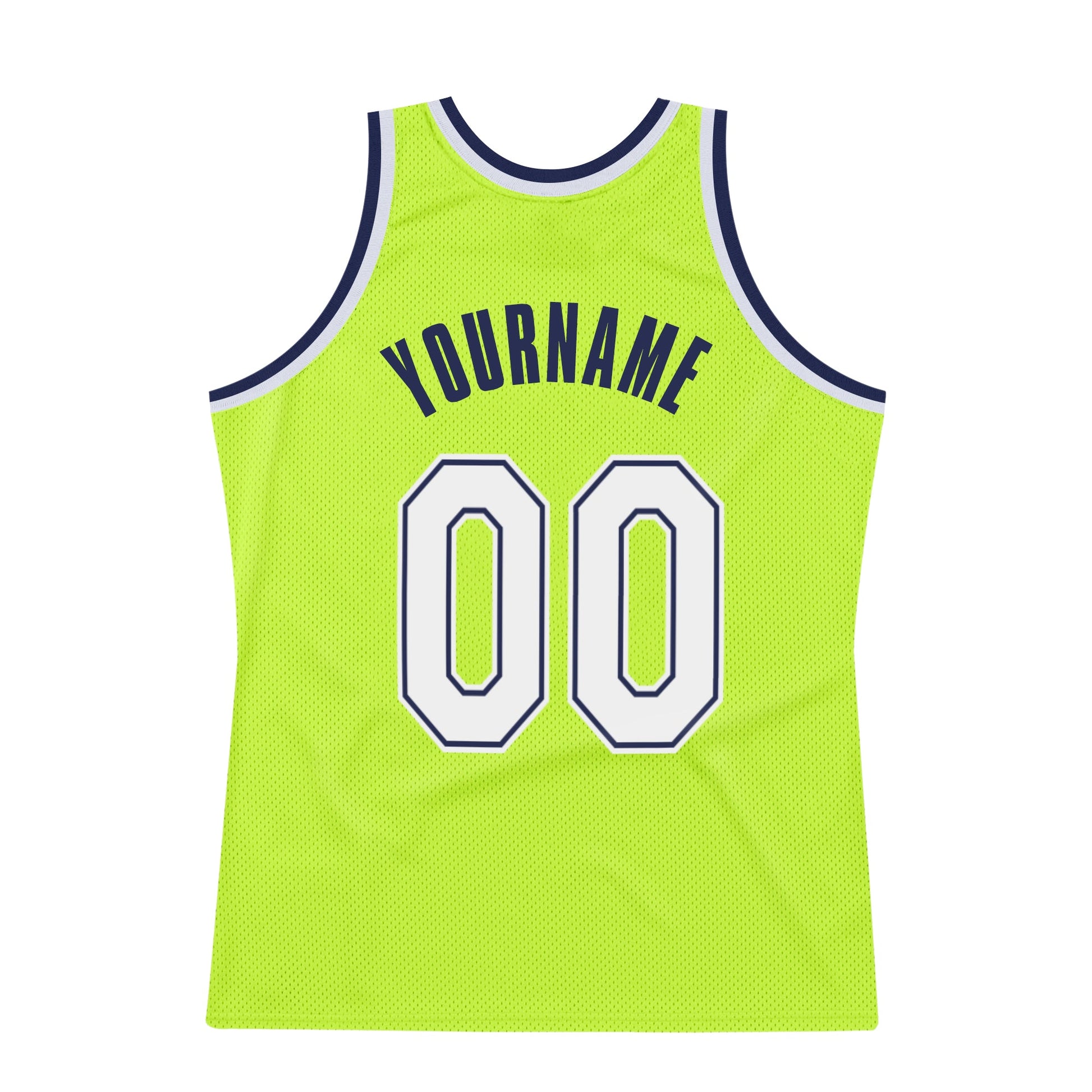 Custom Neon Green White-Navy Authentic Throwback Basketball Jersey - Sky-Custom
