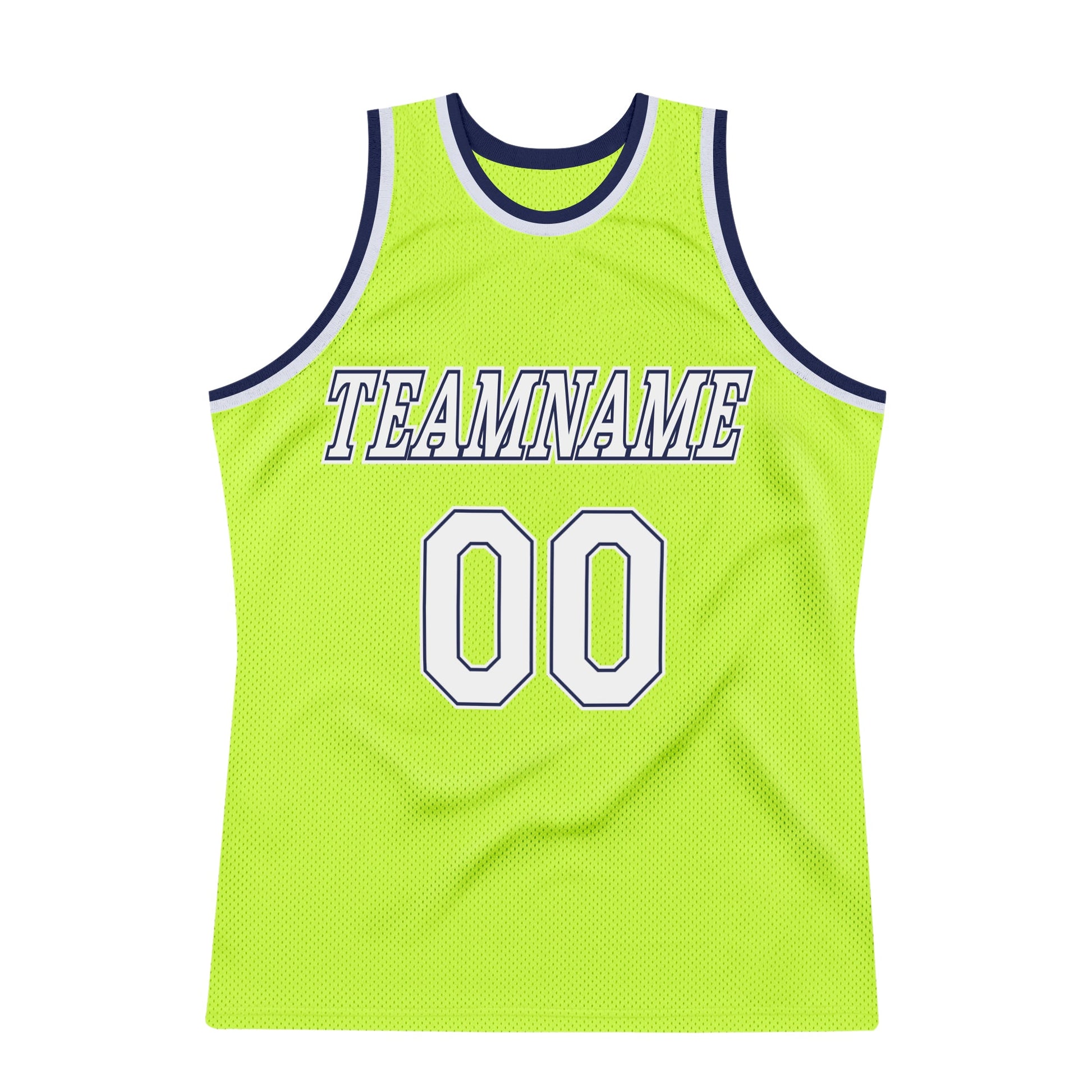 Custom Neon Green White-Navy Authentic Throwback Basketball Jersey - Sky-Custom