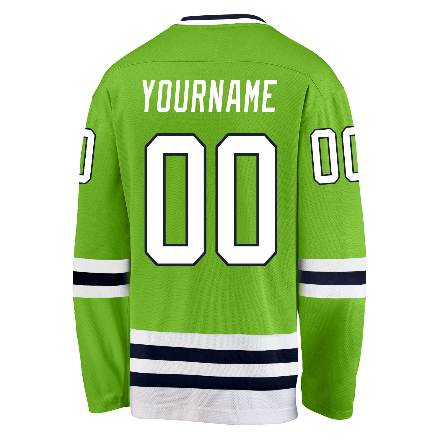 Custom Neon Green White-Navy Hockey Jersey - Sky-Custom