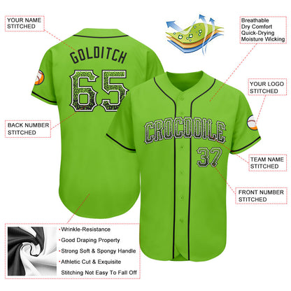 Custom Neon Green Black-White Authentic Drift Fashion Baseball Jersey - Sky-Custom