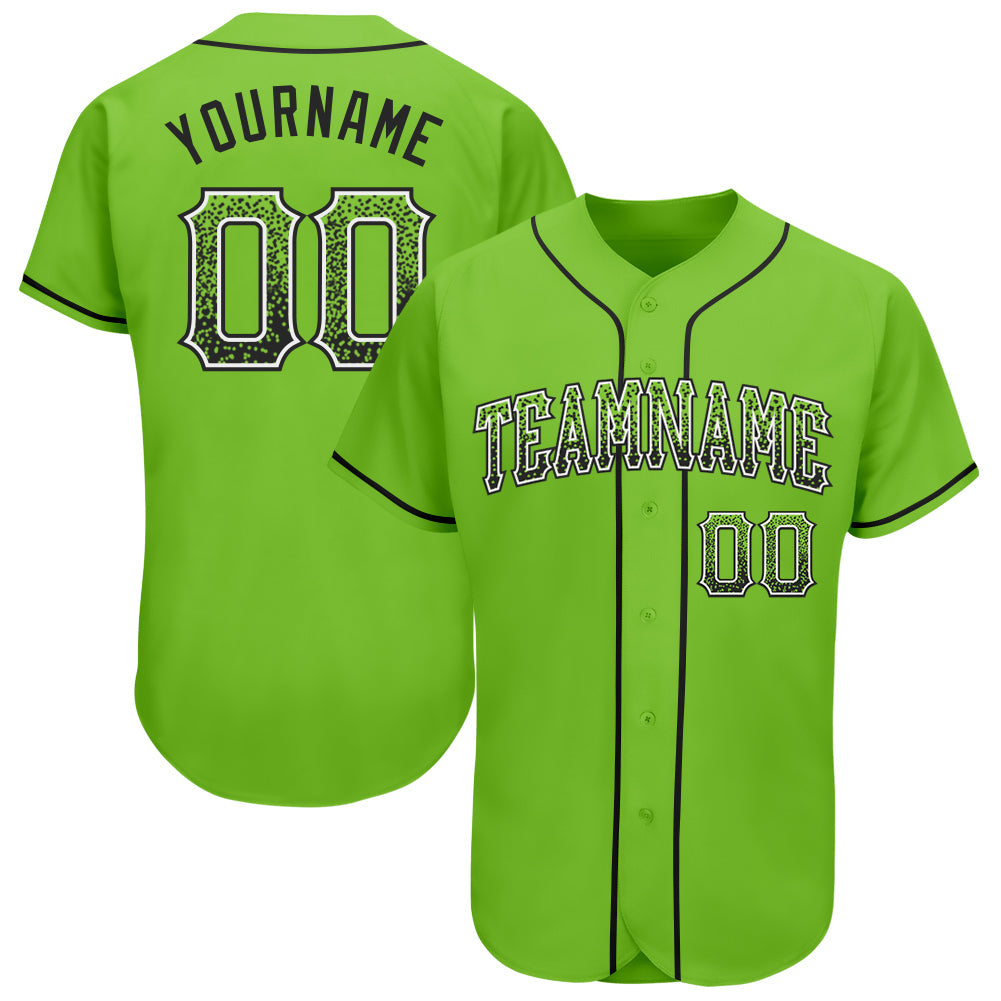 Custom Neon Green Black-White Authentic Drift Fashion Baseball Jersey - Sky-Custom