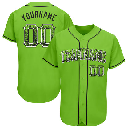 Custom Neon Green Black-White Authentic Drift Fashion Baseball Jersey - Sky-Custom