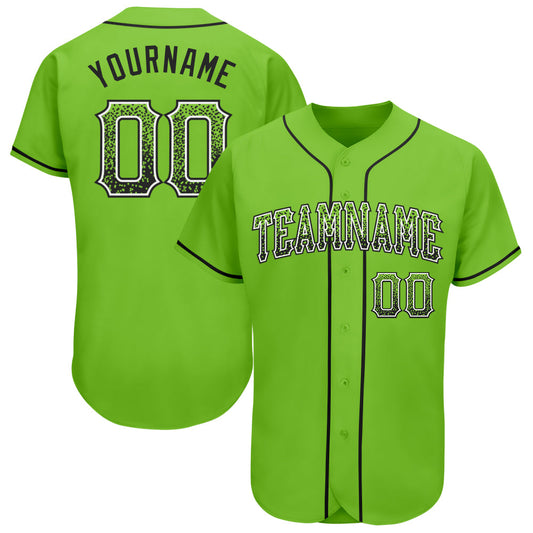 Custom Neon Green Black-White Authentic Drift Fashion Baseball Jersey - Sky-Custom
