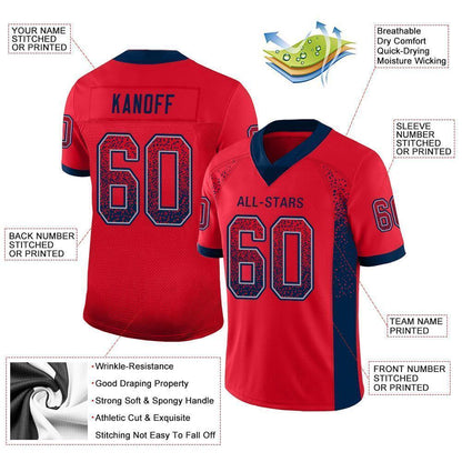 Custom Scarlet Navy-Gray Mesh Drift Fashion Football Jersey - Sky-Custom