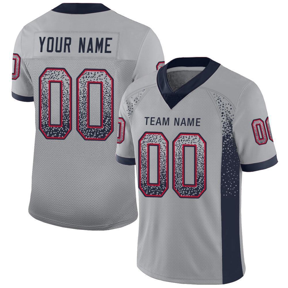 Custom Light Gray Navy-Scarlet Mesh Drift Fashion Football Jersey - Sky-Custom
