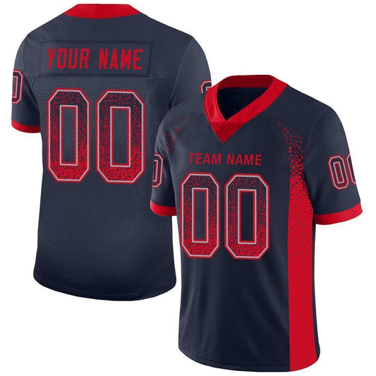 Custom Navy Scarlet-Gray Mesh Drift Fashion Football Jersey - Sky-Custom