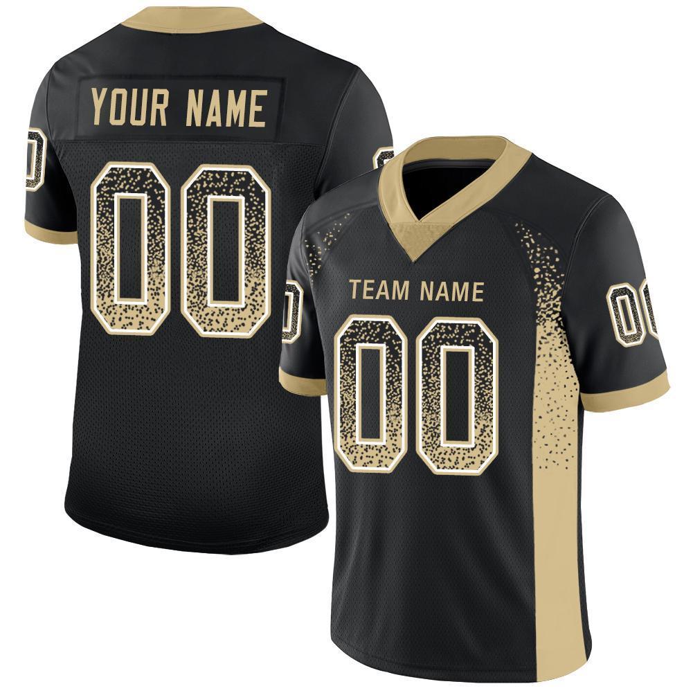 Custom Black Vegas Gold-White Mesh Drift Fashion Football Jersey - Sky-Custom