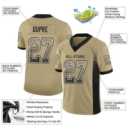 Custom Vegas Gold Black-White Mesh Drift Fashion Football Jersey - Sky-Custom