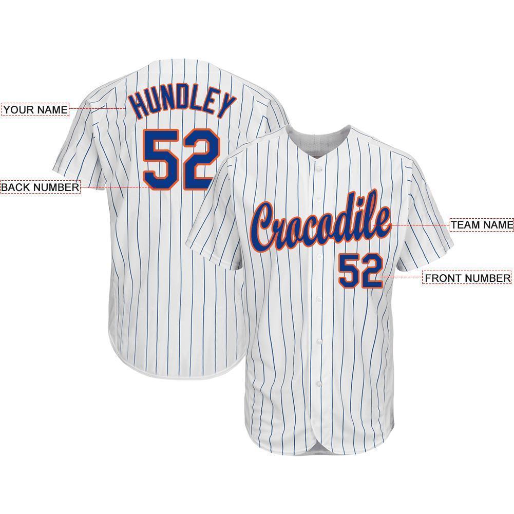 Custom White Royal Pinstripe Royal-Orange Baseball Jersey - Sky-Custom