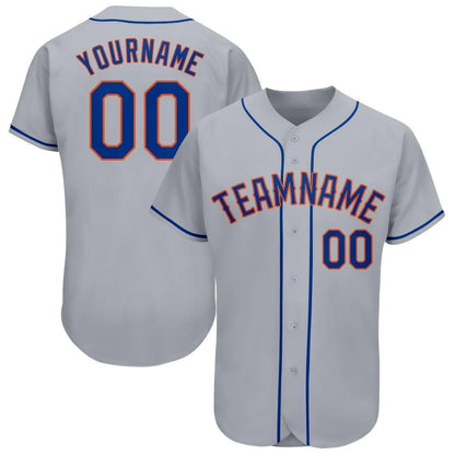 Custom Gray Royal-Orange Baseball Jersey - Sky-Custom