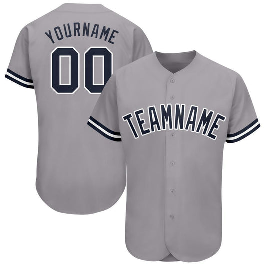 Custom Gray Navy-White Baseball Jersey - Sky-Custom
