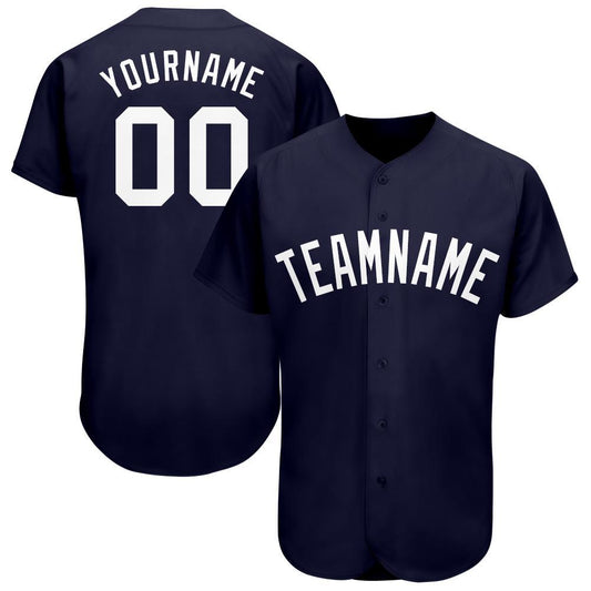 Custom Navy White Baseball Jersey - Sky-Custom