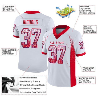 Custom White Scarlet-Royal Mesh Drift Fashion Football Jersey - Sky-Custom