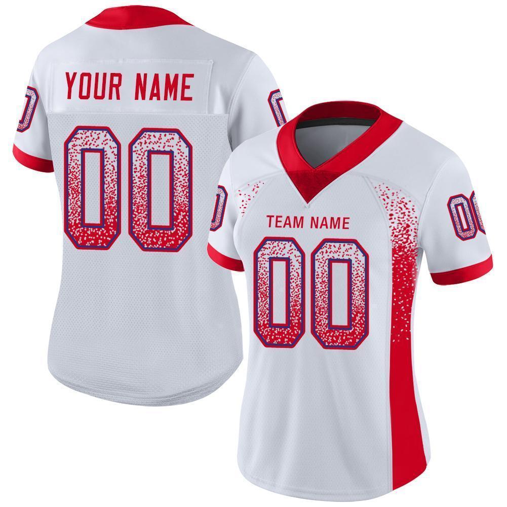 Custom White Scarlet-Royal Mesh Drift Fashion Football Jersey - Sky-Custom