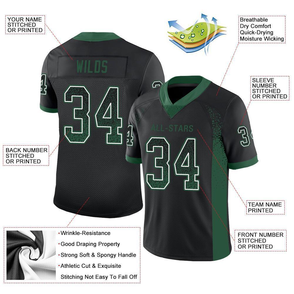 Custom Black Grass Green-White Mesh Drift Fashion Football Jersey - Sky-Custom
