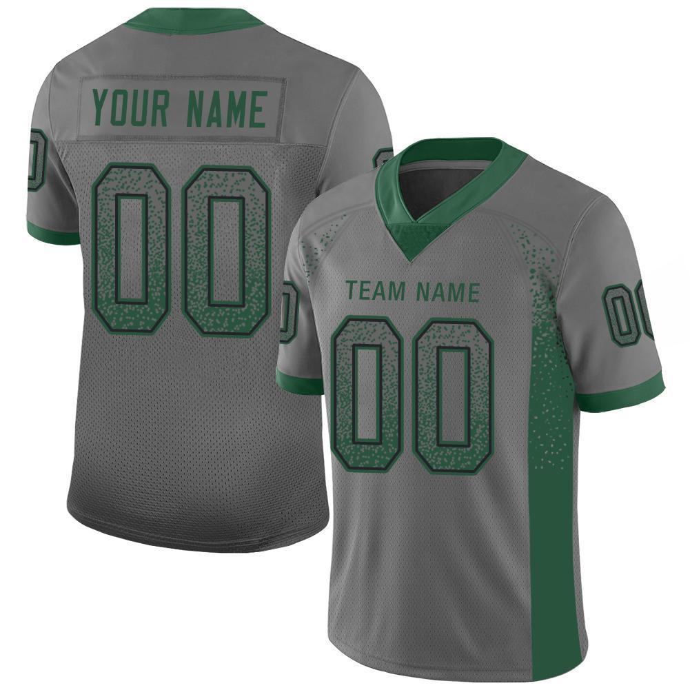 Custom Gray Grass Green-Black Mesh Drift Fashion Football Jersey - Sky-Custom