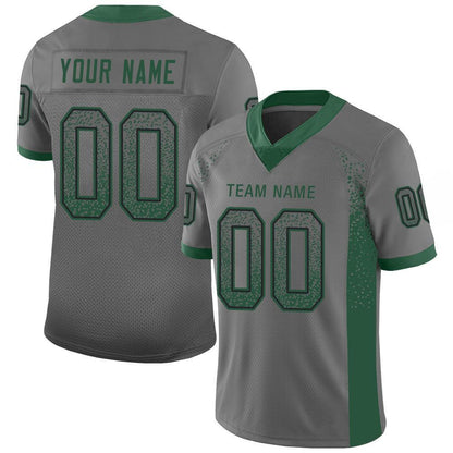 Custom Gray Grass Green-Black Mesh Drift Fashion Football Jersey - Sky-Custom