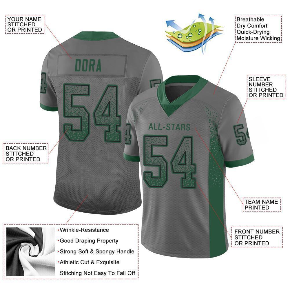 Custom Gray Grass Green-Black Mesh Drift Fashion Football Jersey - Sky-Custom